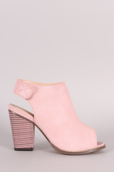 Peep Toe Slingback Chunky Heeled Mule Booties