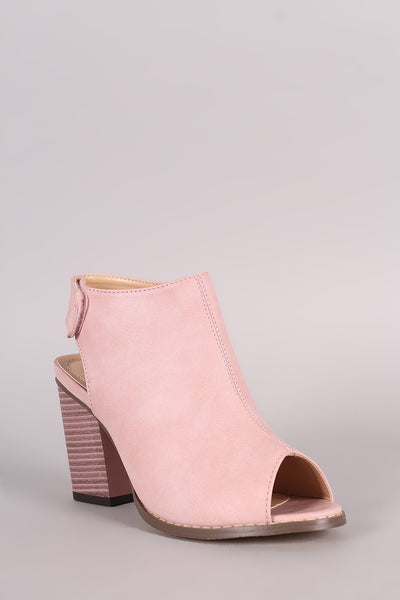 Peep Toe Slingback Chunky Heeled Mule Booties