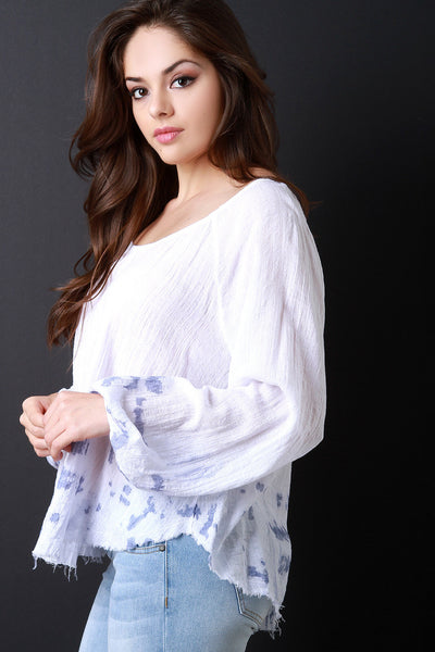 Minimal Tie Dye Elastic Long Sleeves Top