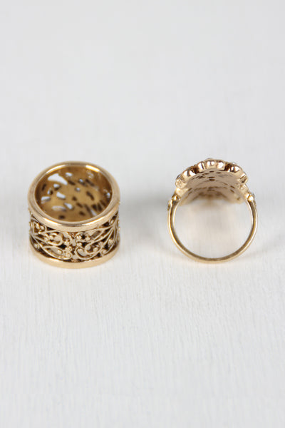 Ornate Rhinestone Ring Set