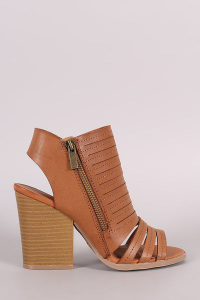 Qupid Slashed Chunky Mule Heel