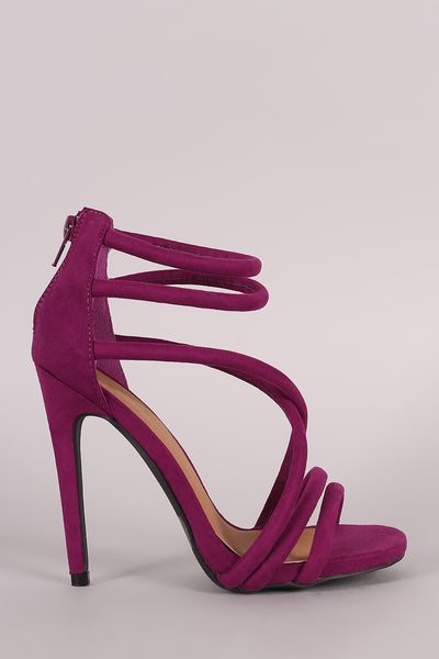 Qupid Suede Crisscross Straps Stiletto Heel