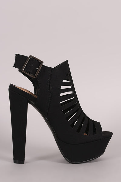 Peep Toe Cutout Chunky Platform Heel