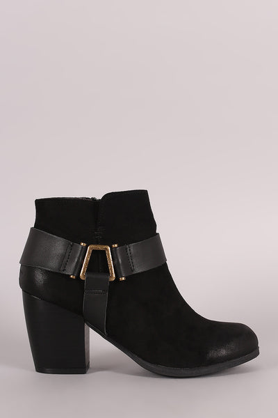 Qupid Harness Strap Chunky Heeled Ankle Boots