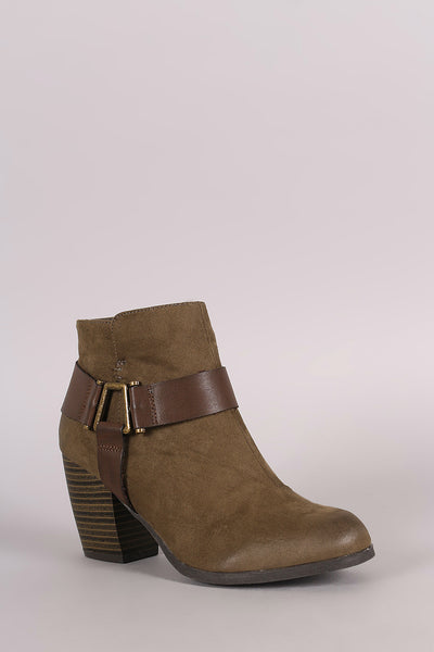 Qupid Harness Strap Chunky Heeled Ankle Boots