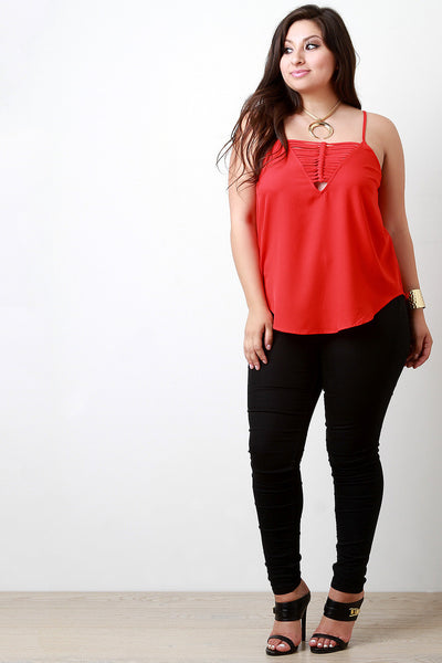 Knotted V-Neck Spaghetti Strap Top