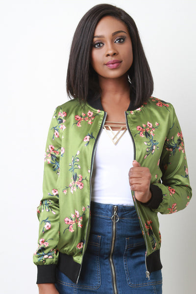 Charmeuse Floral Bomber Jacket