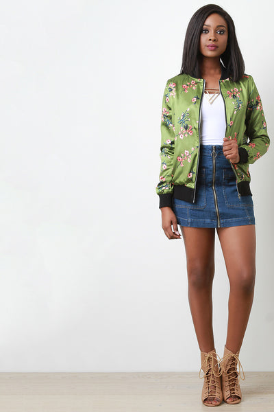 Charmeuse Floral Bomber Jacket