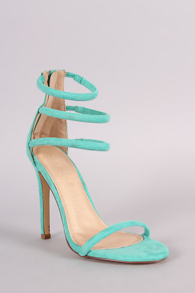 Liliana Suede Triple Ankle Strap Single Sole Heel