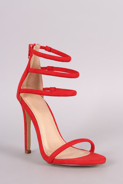 Liliana Suede Triple Ankle Strap Single Sole Heel