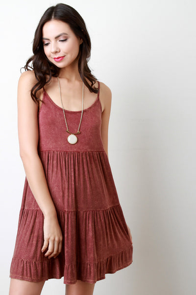 Acid Wash Ruffle Shift Dress