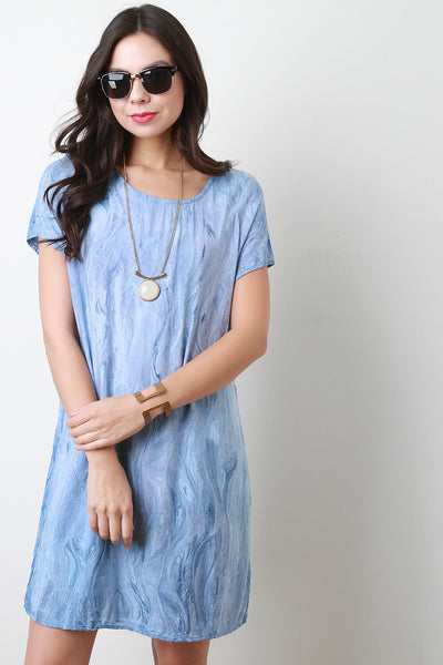 Marble Dye Double Layer Shift Dress