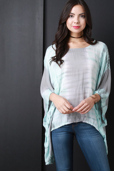 Tie Dye Boxy Draped Hem Top