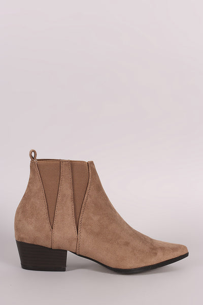 Suede Pointy Toe Western Booties