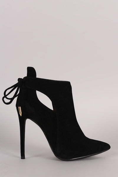 Shoe Republic LA Back Lace-Tie Stiletto Booties