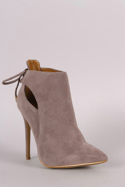 Shoe Republic LA Back Lace-Tie Stiletto Booties