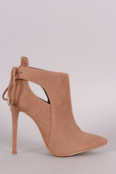 Shoe Republic LA Back Lace-Tie Stiletto Booties