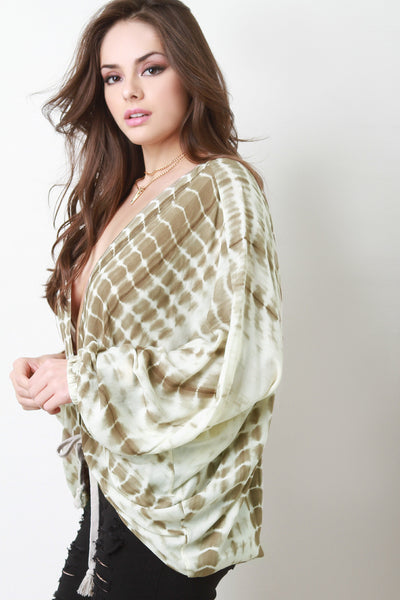 Tie Dye Deep V Cocoon Dolman Sleeve Top