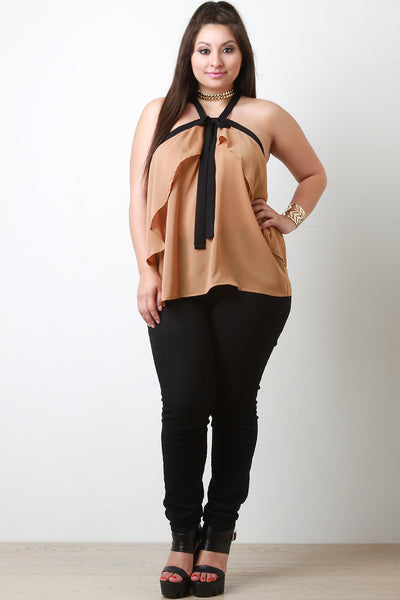 Plus Size Halter Trapeze Racerback Top