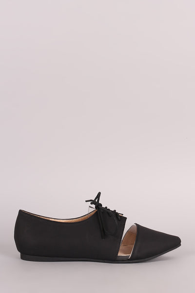 Liliana Lucite Inset Lace-Up Oxford Flat