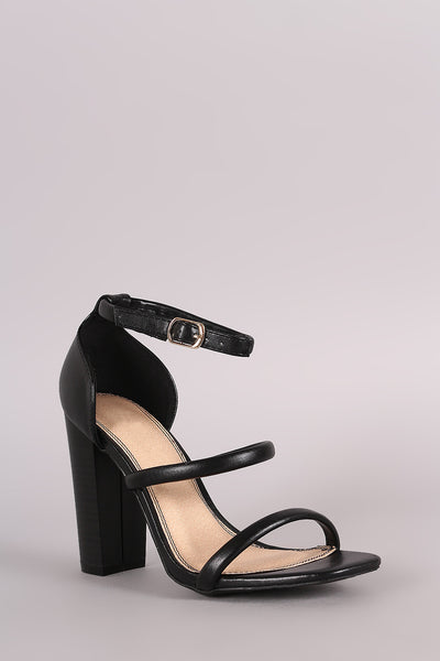 Liliana Triple Straps Open Toe Chunky Heel