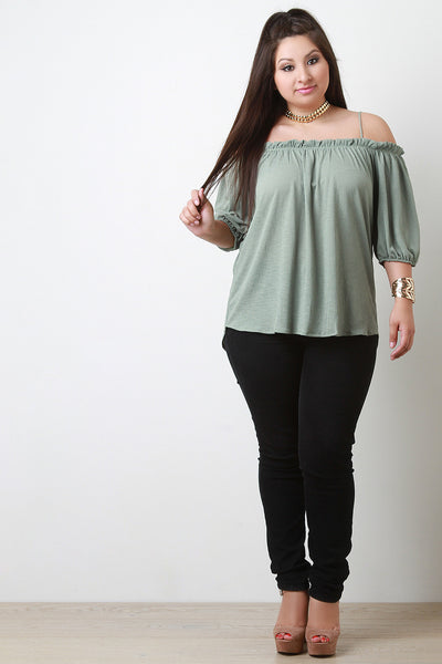 Cold Shoulder High Low Hem Top