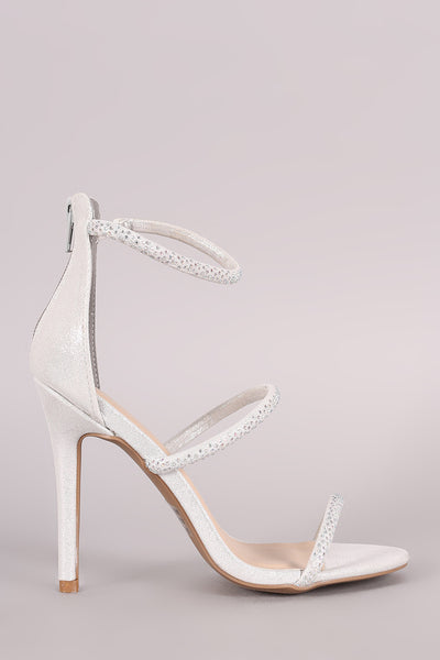 Qupid Rhinestone Triple Strap Dress Heel