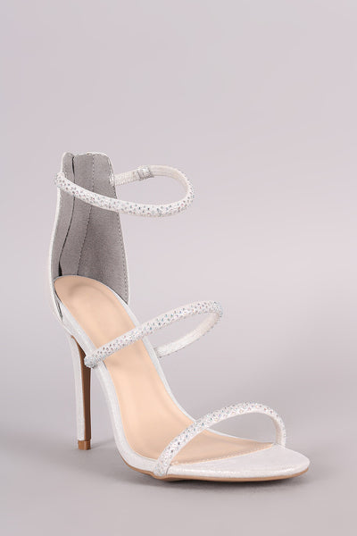 Qupid Rhinestone Triple Strap Dress Heel