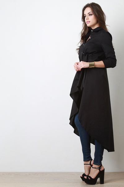 Asymmetrical Hem Button Up Maxi Top