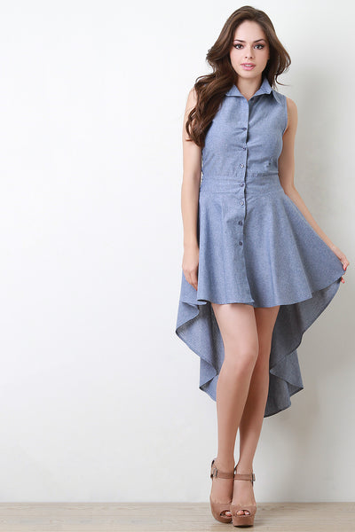 Chambray Button-Up High-Low Dress