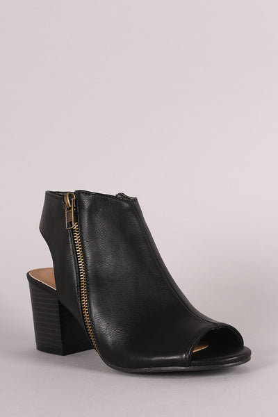 Bamboo Peep Toe Block Heel Bootie