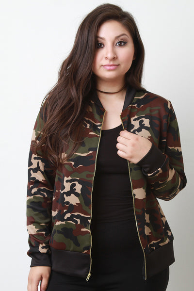 Camouflage Zip Up Bomber Jacket