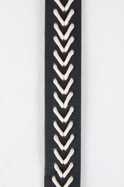 Woven Contrast Vegan Leather Belt