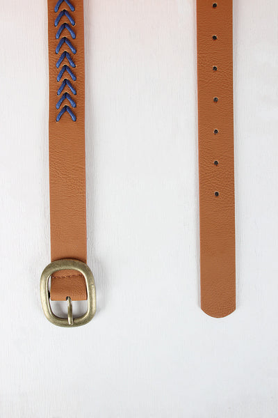 Woven Contrast Vegan Leather Belt