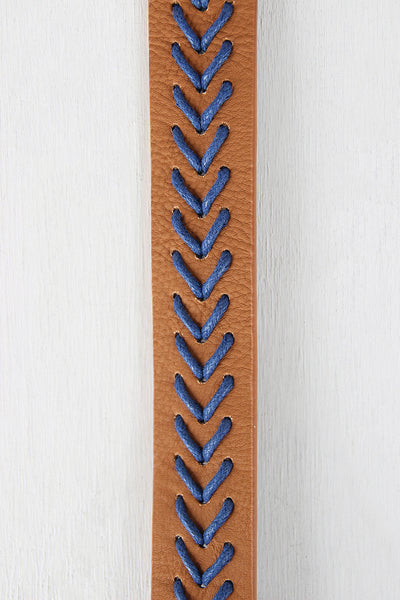 Woven Contrast Vegan Leather Belt