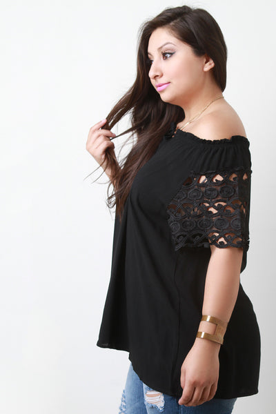 Lace Sleeve Off The Shoulder Blouse