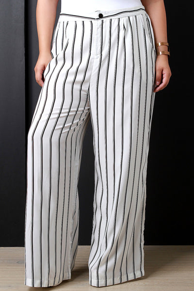 High Waisted Stripe Wide Leg Pants