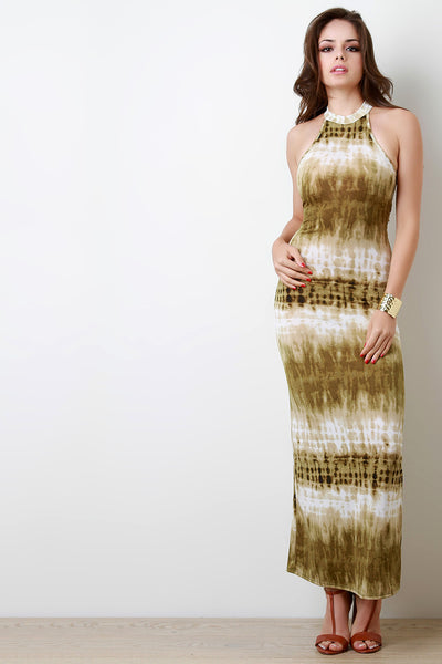 Tie Dye Print Sleeveless Maxi Dress