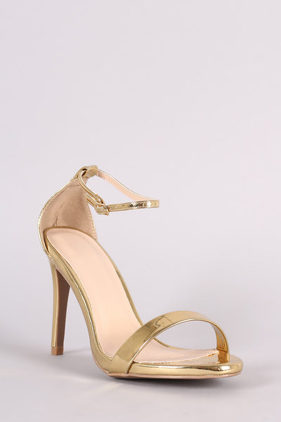 Qupid Metallic Open Toe Dress Heel