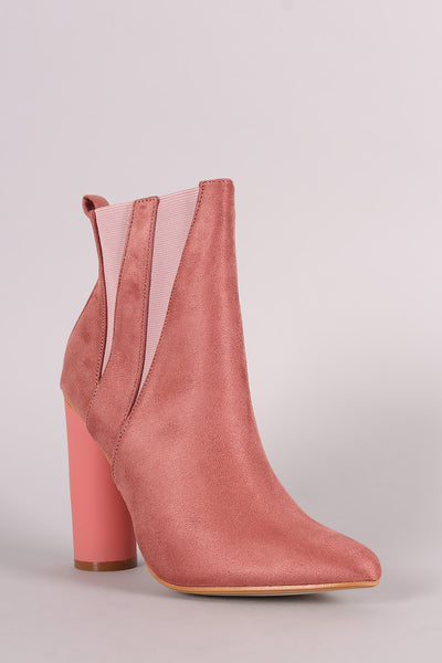 Suede Pointy Toe Round Heeled Ankle Boots