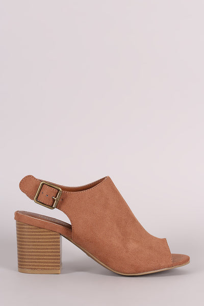 Bamboo Suede Slingback Chunky Mule Heel