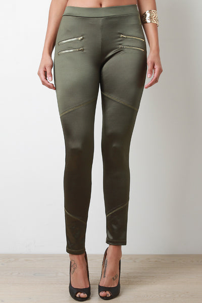 Athleisure Zipper Fitted Leggings