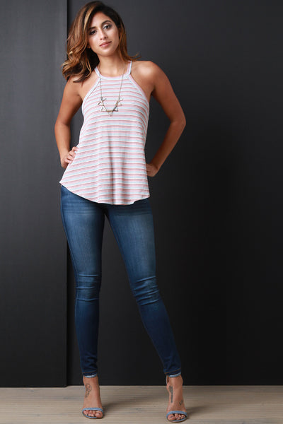 Retro Stripes Sleeveless Flare Top