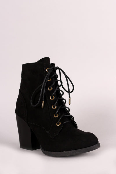 Bamboo Combat Lace-Up Round Toe Booties