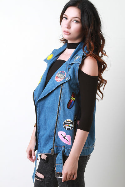 Belted Hem Patch Vest