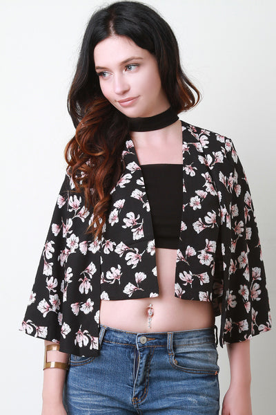 Floral Print Blazer Capelet