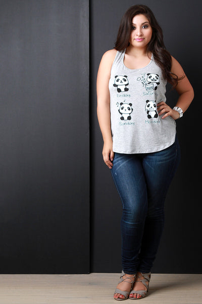 Weekend Panda Graphic Print Top