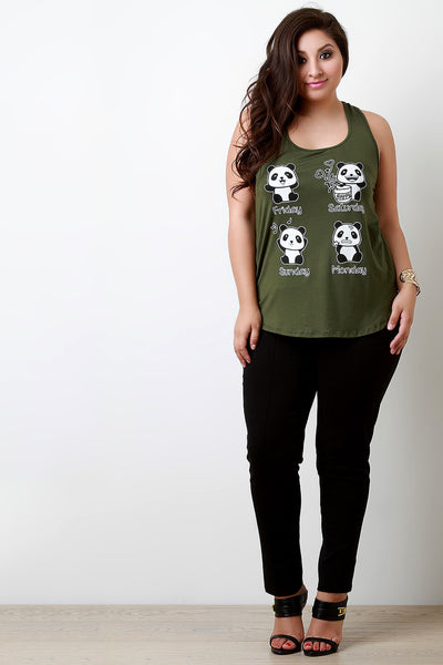 Weekend Panda Graphic Print Top