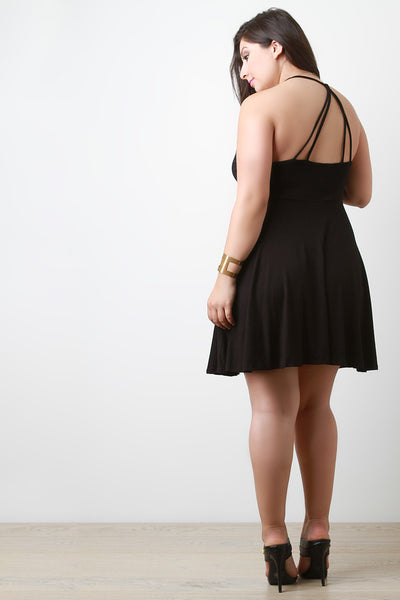 Jersey Knit Strappy-Back Fit And Flare Dress