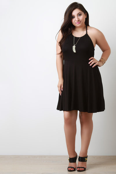 Jersey Knit Strappy-Back Fit And Flare Dress